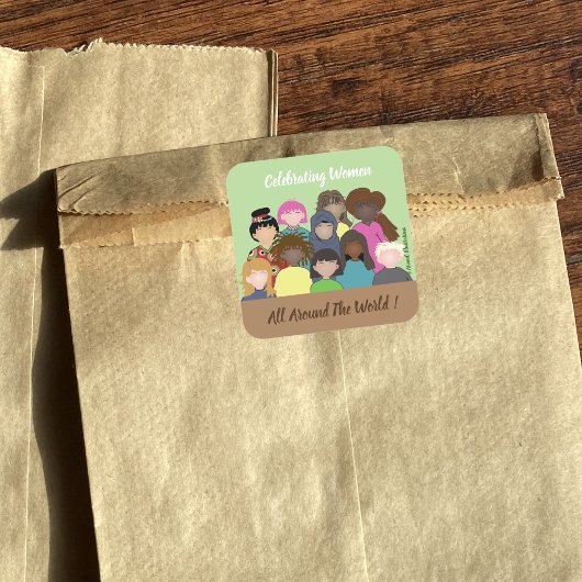 Frauen auf der ganzen Welt feiern Quadratischer Aufkleber