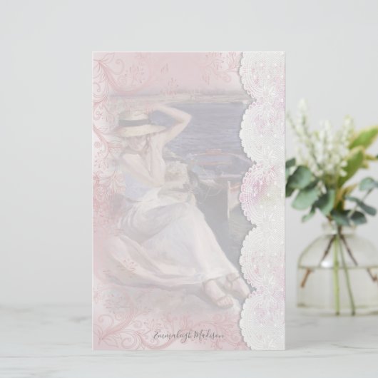 Frauen auf Dock Imitats Lace Briefpapier (Stehend Vorderseite)