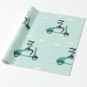 Frauen auf einem Scooter-Wrapping Paper Geschenkpapier (Ungerollt)