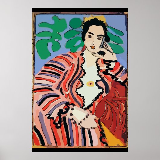 Frauen auf Handy Abstrakt, Matisse-Stil Poster (Vorne)