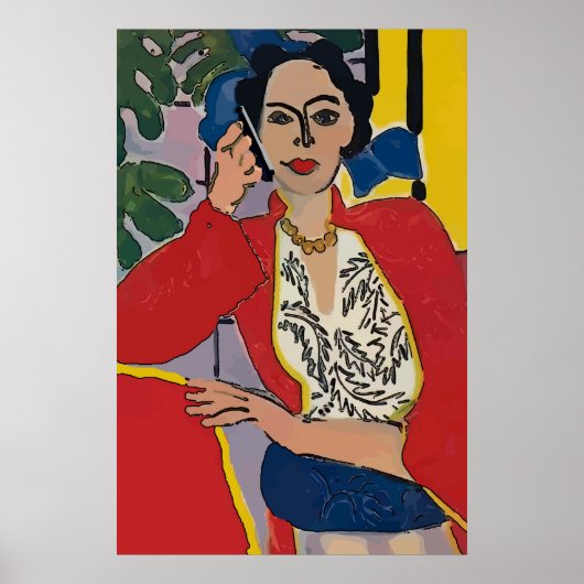 Frauen auf Handy Abstrakt, Matisse-Stil Poster (Vorne)