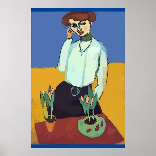 Frauen auf Handy Abstrakt, Matisse-Stil Poster (Vorne)