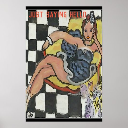 Frauen auf Handy Abstrakt, Matisse-Stil Poster (Vorne)