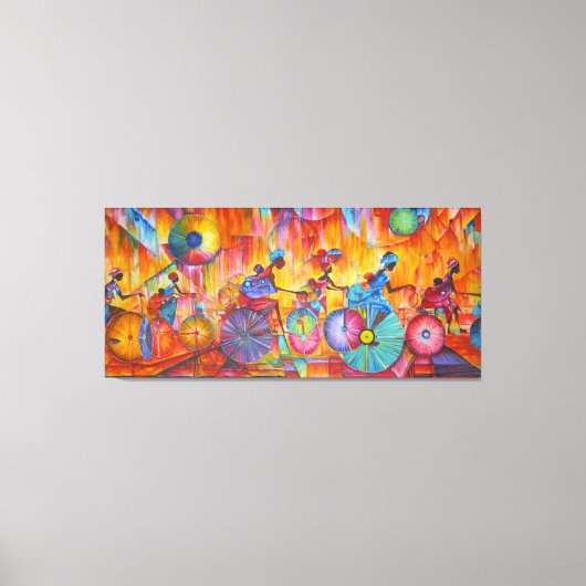 Frauen auf Rädern gedehnte Leinwand drucken. (Vorderseite)