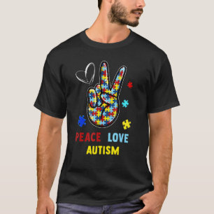 Frauen Autismus-Bewusstseins-Puzzle-Band Frieden L T-Shirt