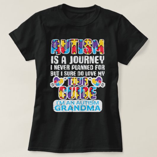Frauen Autismus Reise noch nie geplant Tour Guide  T-Shirt (Design vorne)