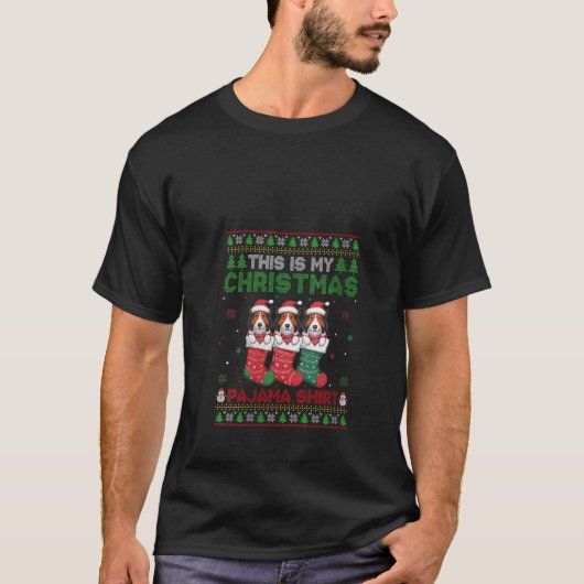 Frauen Bärenkollie Dog in Weihnachtssocken Ugly T-Shirt (Vorderseite)