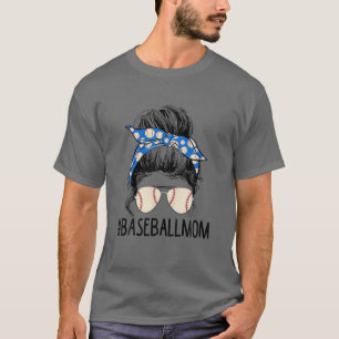 Frauen Baseball Mama Messy Bun Softball Mama Mutte T-Shirt
