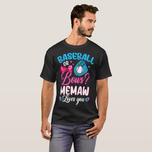 Frauen Baseball oder Bows Memaw Lieben Sie Geschle T-Shirt (Vorne ganz)