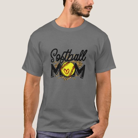 Frauen Baseball Softball Mama Leopard T-Shirt Frau (Vorderseite)
