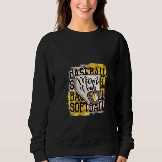 Frauen Baseball Softball Mutter von Beiden Muttert Sweatshirt (Vorderseite)