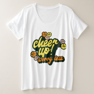 FRAUEN BASIC SHIRT 'CHEER UP WORRY LESS' IN ÜBERGR