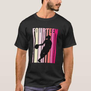 Frauen Basketball 14. Geburtstag Rosa Retro T-Shirt
