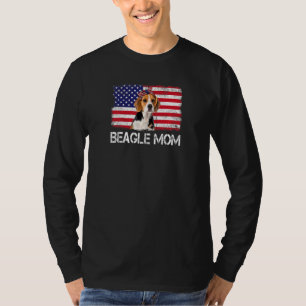 Frauen Beagle Mama Uns Flag 4. Juli Patriotische W T-Shirt