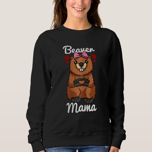 Frauen Beaver Mama Finger Herzbeaver Tier mit Sweatshirt (Vorderseite)