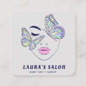 Frauen begegnen Schmetterlingen Schönheitssalon Pa Quadratische Visitenkarte (Vorderseite)