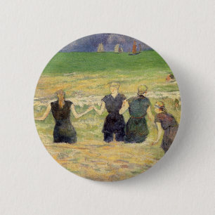 Frauen beim Baden Dieppe von Paul Gauguin Button