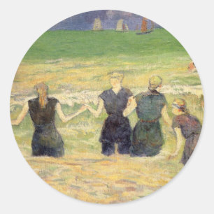 Frauen beim Baden in Dieppe von Paul Gauguin Runder Aufkleber