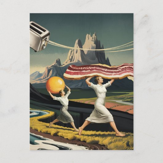 Frauen beim Surreal Breakfast Postkarte (Vorderseite)