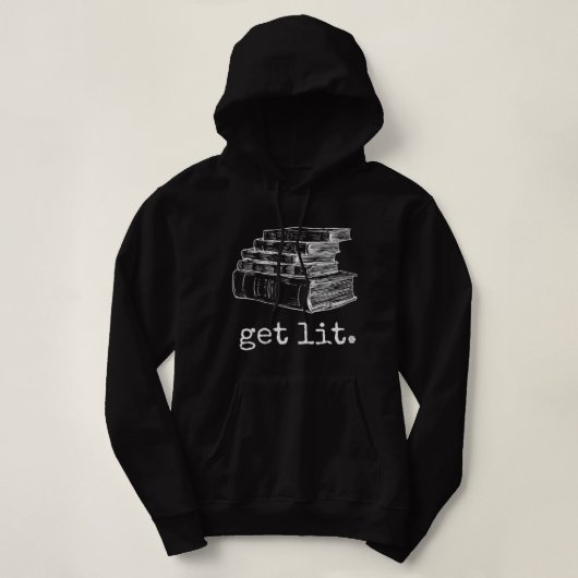 Frauen bekommen Lit mit Büchern Funny Meme V-Neck Hoodie (Design vorne)