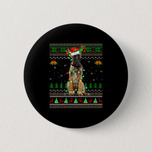Frauen Belgischer Malinois Hund hässlicher Weihnac Button