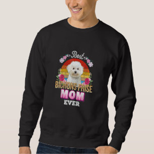 Frauen Beste Mama Hund je Bichons Frise Floral Ret Sweatshirt