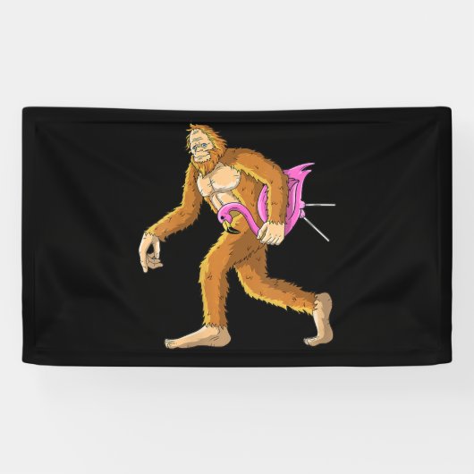 Frauen Bigfoot mit Flamingo Tierkostümgeschenk Banner (Horizontal)