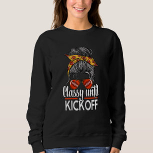 Frauen bis zum Kickoff Football Messy Bun Wom Sweatshirt