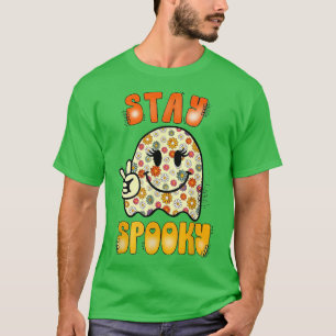Frauen Bleibe Spooky Halloween Groovy Pumpkin Flor T-Shirt