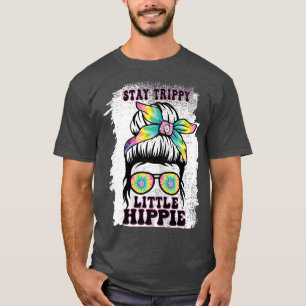 Frauen Bleibe Trippy Little Hippie Messy Bun Girl T-Shirt