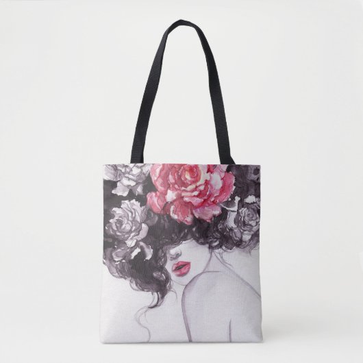 Frauen Blume, Aquarellbilder in Mode. Tasche (Vorderseite)