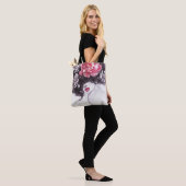 Frauen Blume, Aquarellbilder in Mode. Tasche (Am Model)