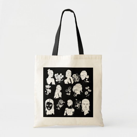 FRAUEN & BLUME (B&W) TOTE BAG TRAGETASCHE (Vorne)
