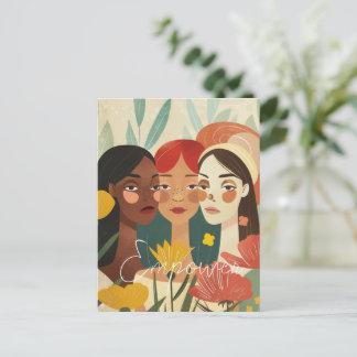 Frauen Blumengarten  Postkarte