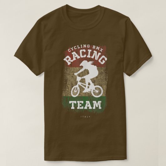 Frauen BMX Bike Italien Flaggenradrennen B T-Shirt (Design vorne)