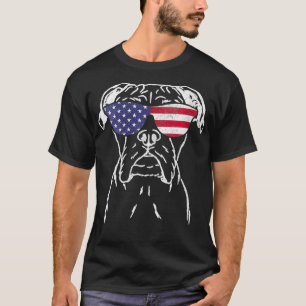 Frauen Boer Dog Patriotic 4. Juli American Fla T-Shirt