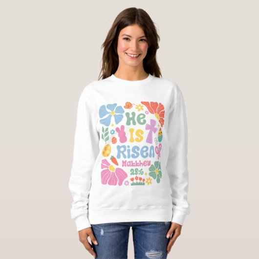 Frauen Boho Christlich Ostern Sweatshirt (Vorne ganz)
