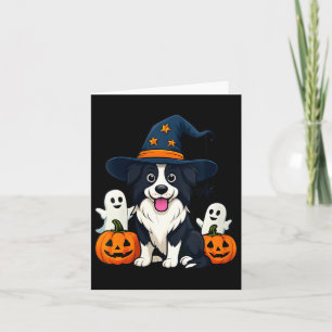 Frauen Border Collie Hund Schwarz-Weiß Halloween Karte