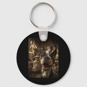 Frauen Boston Terrier Selfie Mit Y Puppen Gruselig Schlüsselanhänger