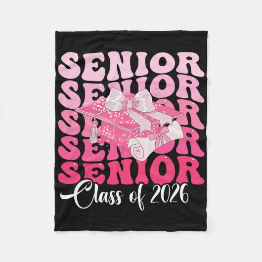 Frauen Bow Groovy Senior Year 2025 Abschluss Cl Fleecedecke (Vorderseite)