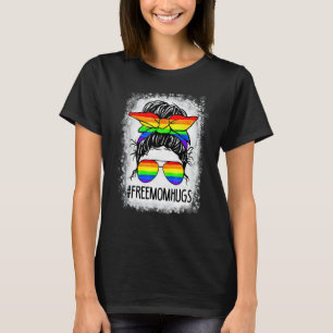 Frauen brachen freie Mama Hugs Messy Bun Lgbt Prid T-Shirt