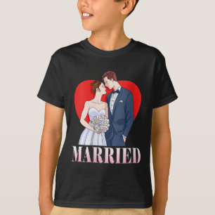 Frauen Braut und Groom glückliche Hochzeit Verheir T-Shirt