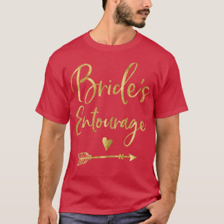 Frauen Brides Entourage Herz Arrow Dunkelgelb T-Shirt