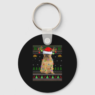 Frauen Brüssel Griffon Hund hässlicher Weihnachtsp Schlüsselanhänger