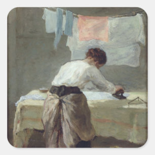Frauen-Bügeln Quadratischer Aufkleber