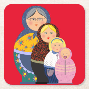 Frauen-Bühnen von Leben Matryoshka Puppen Rechteckiger Pappuntersetzer