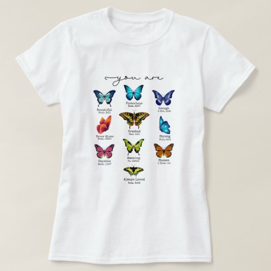 Frauen Butterfly Bibel Verse Sie sind schöne Pos T-Shirt (Design vorne)