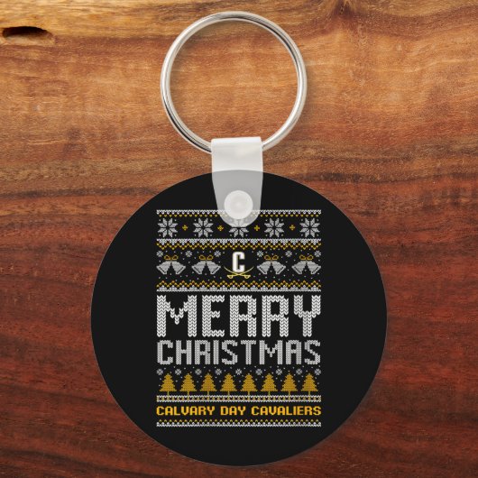 Frauen Calvary Day Cavaliers Logo Frohe Weihnachte Schlüsselanhänger (Vorderseite)