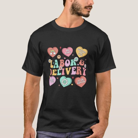 Frauen Candy Heart Labor und Lieferung Krankenvers T-Shirt (Vorderseite)