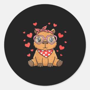 Frauen Capybara Valentinstag Mädchen Herzen Valent Runder Aufkleber
